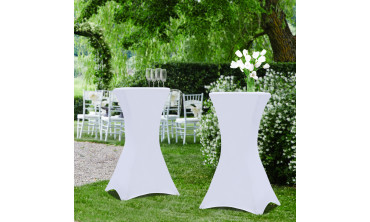 Tables hautes de réception pliantes 105cm + housses blanches - lot de 2