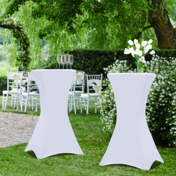 Tables hautes de réception pliantes 105cm + housses blanches - lot de 2