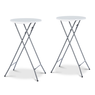 Tables hautes de réception pliantes 105cm + housses blanches - lot de 2