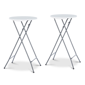 Tables hautes de réception pliantes 105cm + housses blanches - lot de 2
