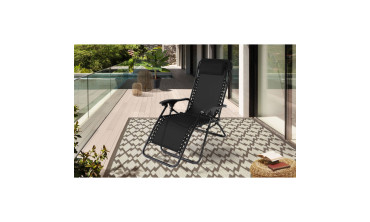 Fauteuils de jardin Relax inclinables noirs - lot de 2