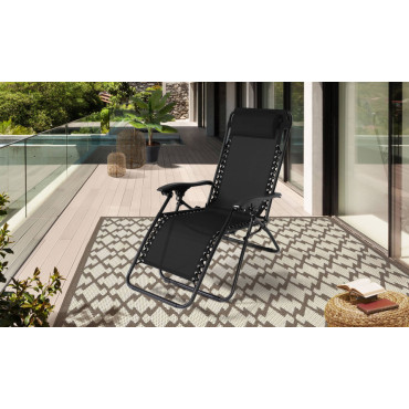 Fauteuils de jardin Relax inclinables noirs - lot de 2