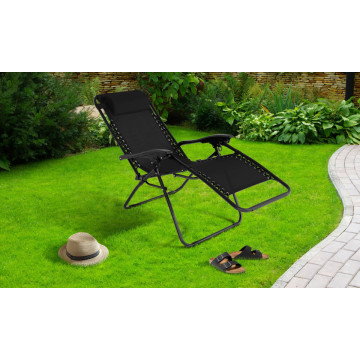 Fauteuils de jardin Relax inclinables noirs - lot de 2