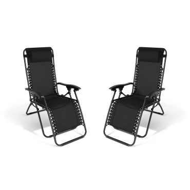 Fauteuils de jardin Relax inclinables noirs - lot de 2