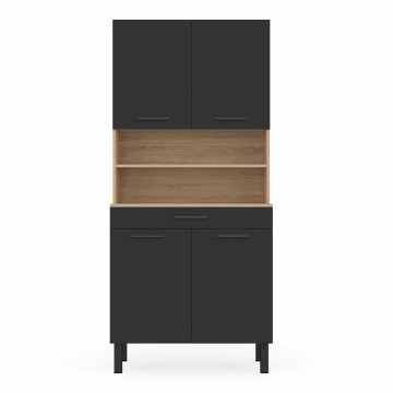 Meuble cuisine Divino noir et bois 80x177cm