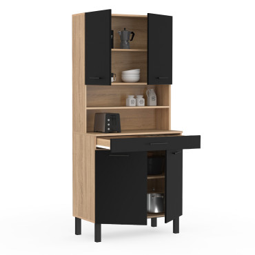 Meuble cuisine Divino noir et bois 80x177cm