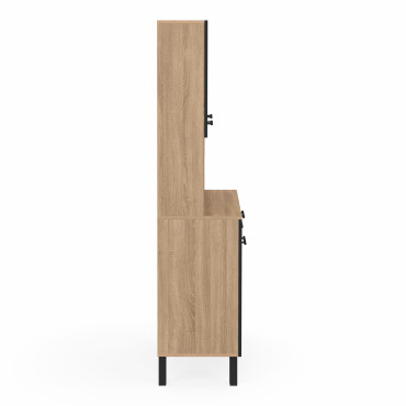 Meuble cuisine Divino noir et bois 80x177cm