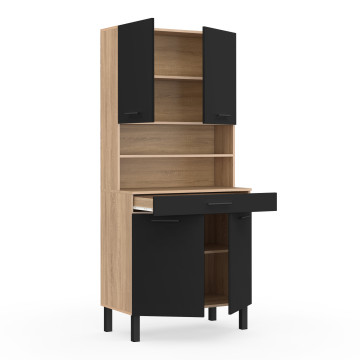 Meuble cuisine Divino noir et bois 80x177cm
