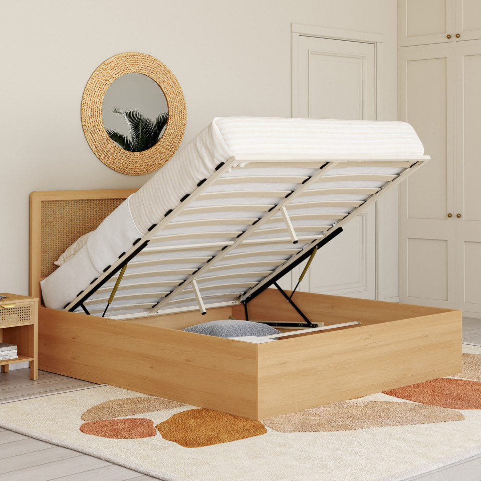 Lit coffre Eva 140x190cm cannage