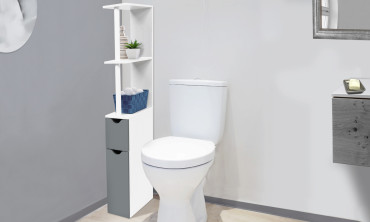 Colonne salle de bain blanche et grise 118cm