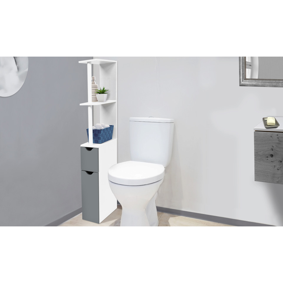 Colonne salle de bain blanche et grise 118cm