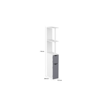 Colonne salle de bain blanche et grise 118cm