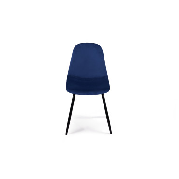 Chaises Sofia en velours bleu et pieds noirs - lot de 2