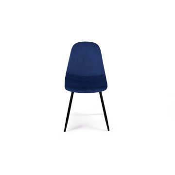 Chaises Sofia en velours bleu et pieds noirs - lot de 2
