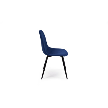 Chaises Sofia en velours bleu et pieds noirs - lot de 2
