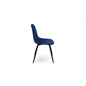 Chaises Sofia en velours bleu et pieds noirs - lot de 2
