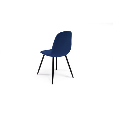 Chaises Sofia en velours bleu et pieds noirs - lot de 2
