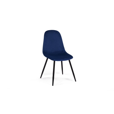 Chaises Sofia en velours bleu et pieds noirs - lot de 2