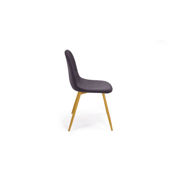 Chaises Sofia en velours gris foncé et pieds dorés - lot de 2