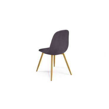 Chaises Sofia en velours gris foncé et pieds dorés - lot de 2