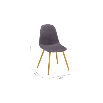 Chaises Sofia en velours gris foncé et pieds dorés - lot de 2