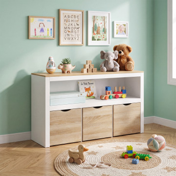 Meuble de rangement enfant Mia 3 cubes effet hêtre et blanc