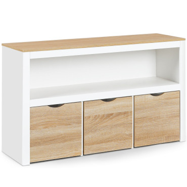 Meuble de rangement enfant Mia 3 cubes effet hêtre et blanc