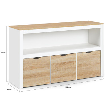 Meuble de rangement enfant Mia 3 cubes effet hêtre et blanc