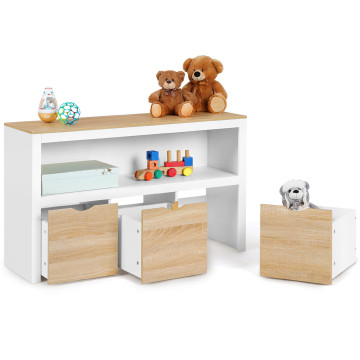 Meuble de rangement enfant Mia 3 cubes effet hêtre et blanc