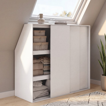 Armoire sous pente Tom 3 portes coulissantes blanches