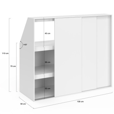 Armoire sous pente Tom 3 portes coulissantes blanches