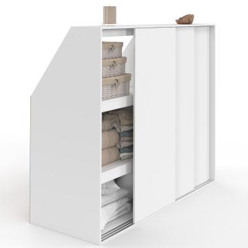 Armoire sous pente Tom 3 portes coulissantes blanches
