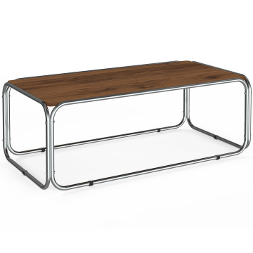 Table basse Rosalina effet noyer et métal chromé