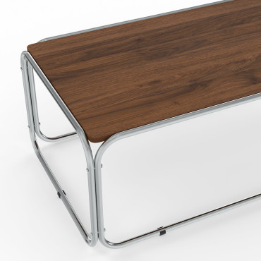 Table basse Rosalina effet noyer et métal chromé