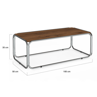 Table basse Rosalina effet noyer et métal chromé