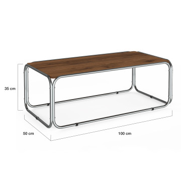 Table basse Rosalina effet noyer et métal chromé
