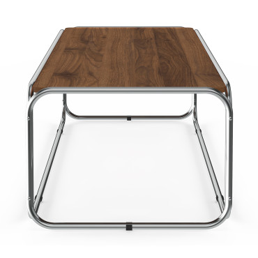 Table basse Rosalina effet noyer et métal chromé