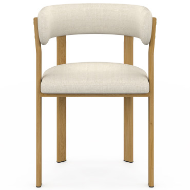 Chaises Ilona avec accoudoirs tissu beige pieds bois - lot de 2
