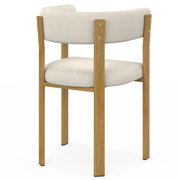 Chaises Ilona avec accoudoirs tissu beige pieds bois - lot de 4