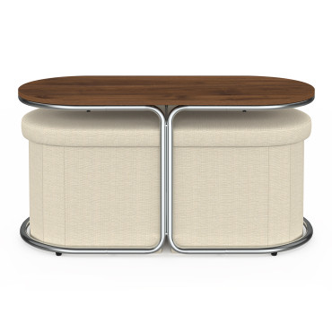 Table basse Wanda 2 assises chrome et noyer
