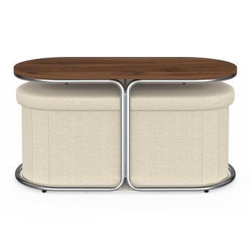Table basse Wanda 2 assises chrome et noyer