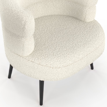 Fauteuil Janice bouclette beige pieds métal