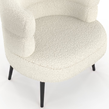 Fauteuil Janice bouclette beige pieds métal