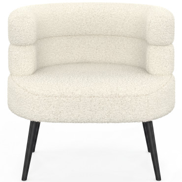 Fauteuil Janice bouclette beige pieds métal