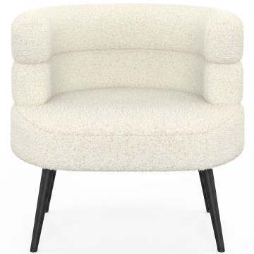 Fauteuil Janice bouclette beige pieds métal