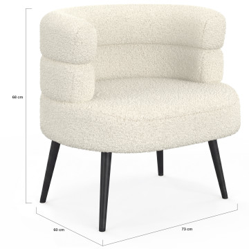 Fauteuil Janice bouclette beige pieds métal