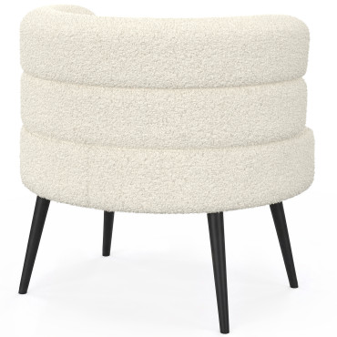 Fauteuil Janice bouclette beige pieds métal