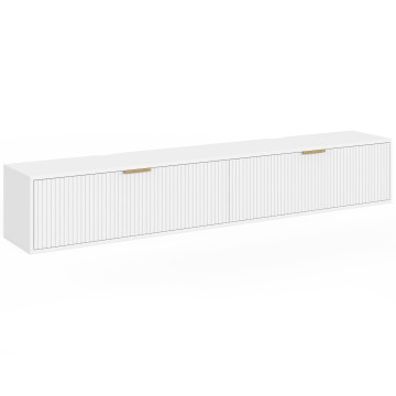 Meuble TV suspendu Arlo effet lattes blanc 180cm
