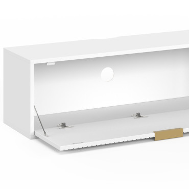 Meuble TV suspendu Arlo effet lattes blanc 180cm