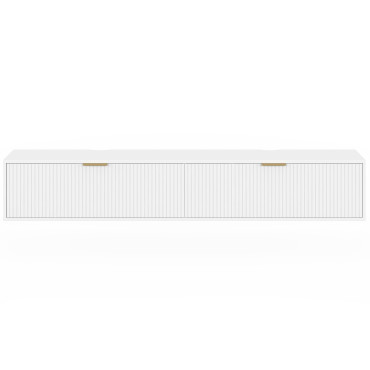 Meuble TV suspendu Arlo effet lattes blanc 180cm